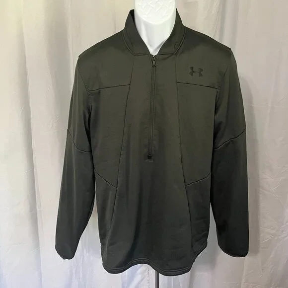 🏋️ Under Armour Men’s ColdGear 1/2 Zip Pullover Jacket Dark Green Medium M EUC