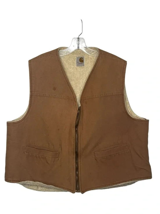 Carhartt Vest Men’s Size XXL Duck Canvas Sherpa  Liner Brown