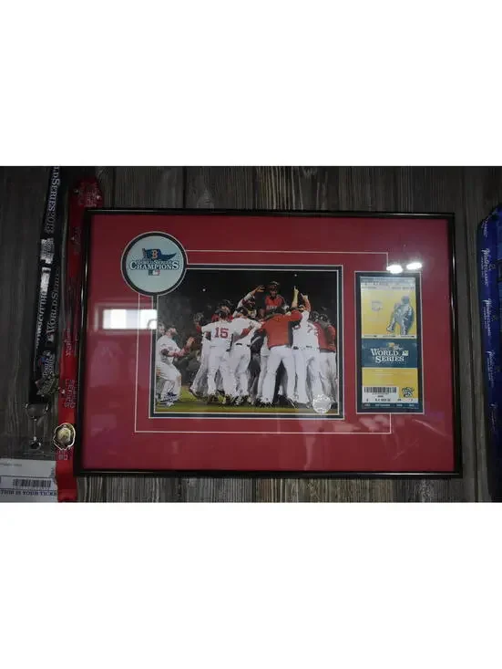 Boston Red Sox 2013 World Series Framed Photo Ticket Display & Lanyard Lot