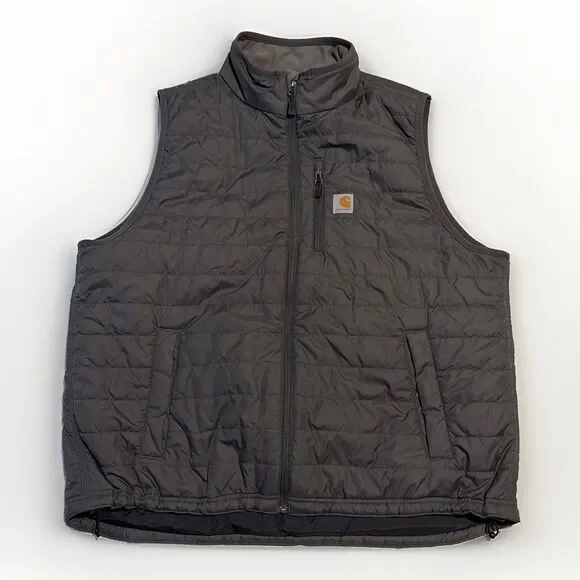 Carhartt Gilliam Vest Mens 2XL Tall Shadow Gray Quilted Nylon Puffer