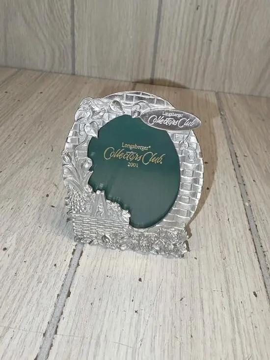 Vtg Longaberger Collectors Club 2001 Pewter Floral Basket Picture Frame New