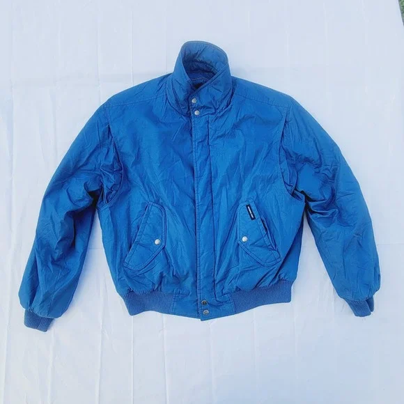 Members Only Vintage Bomber Jacket Mens Size 44 Blue Windbreaker Racer Coat J89