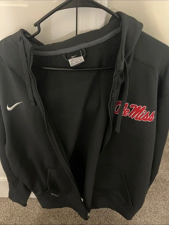 Nike Black Hoodie with Red and White Ole Miss Script