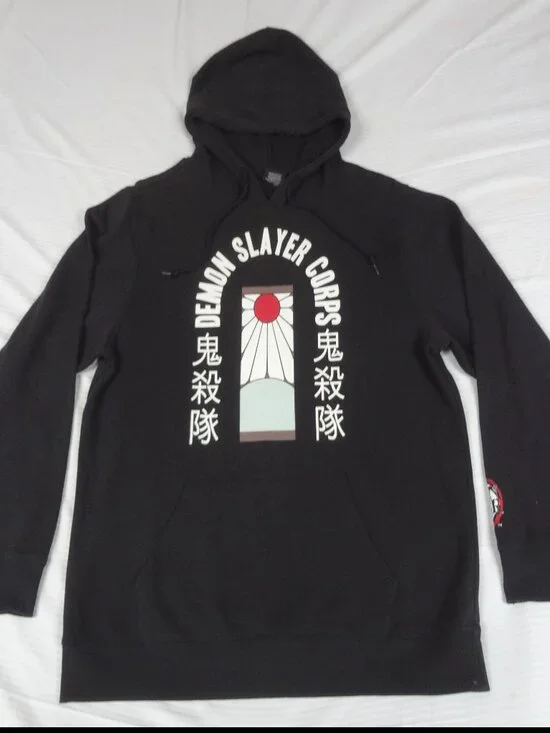 DEMON SLAYER CORPS ANIME BLACK PULLOVER HOODIE JACKET SIZE XL L806