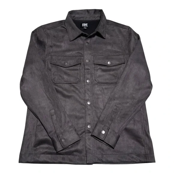 Frye Men's Classic Fit Chest Pockets Faux Suede Jacket Adult Small