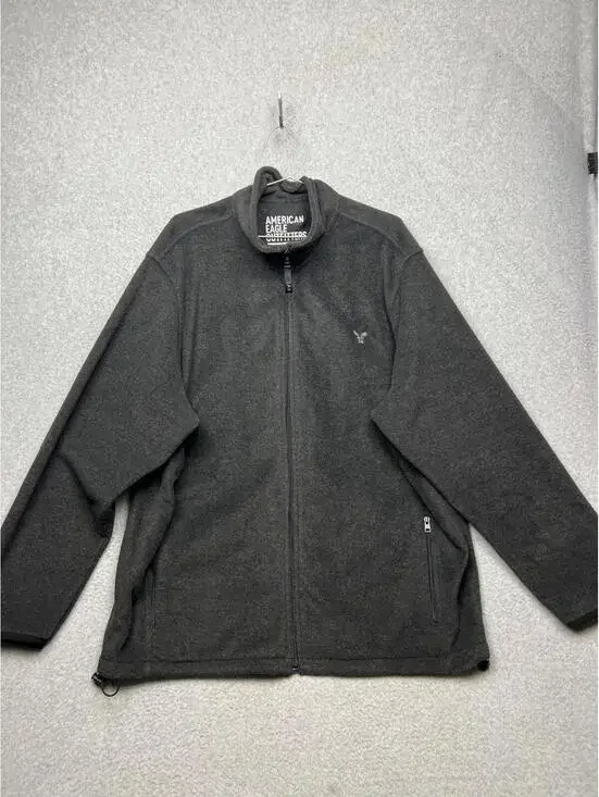 American Eagle Fleece Jacket Mens 3Xl Full Zip Gray Comfort Sweater Casual