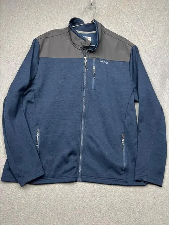 Orvis Full Zip Fleece Jacket Mens Xl Running Outdoor Sport Blue Long Sleeve