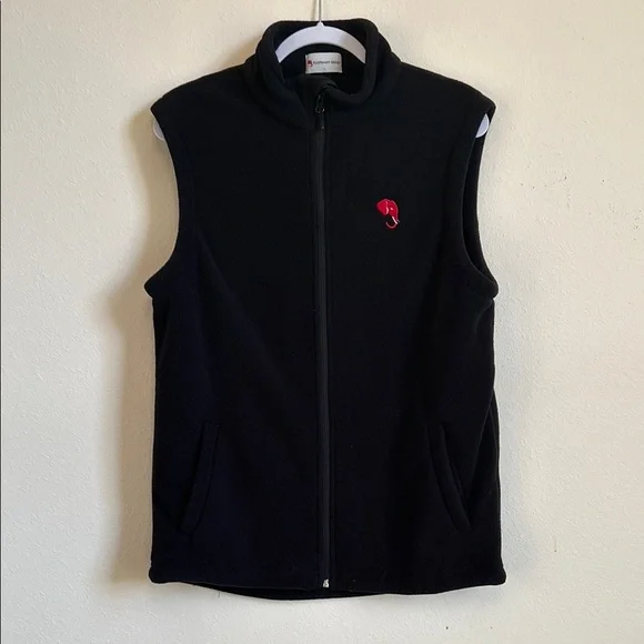 Elephant Head Black Fleece Vest with Red Logo