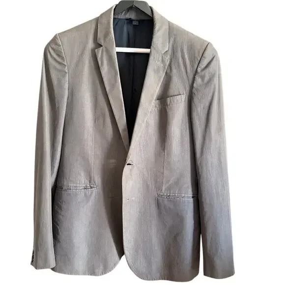 Y2K Vintage BURBERRY PRORSUM Gray Pinstriped Cotton Casual Blazer Sports Coat 48