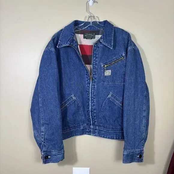 Vintage Polo Country Ralph Lauren Denim Jacket Mens Large 90s Blanket Lined USA