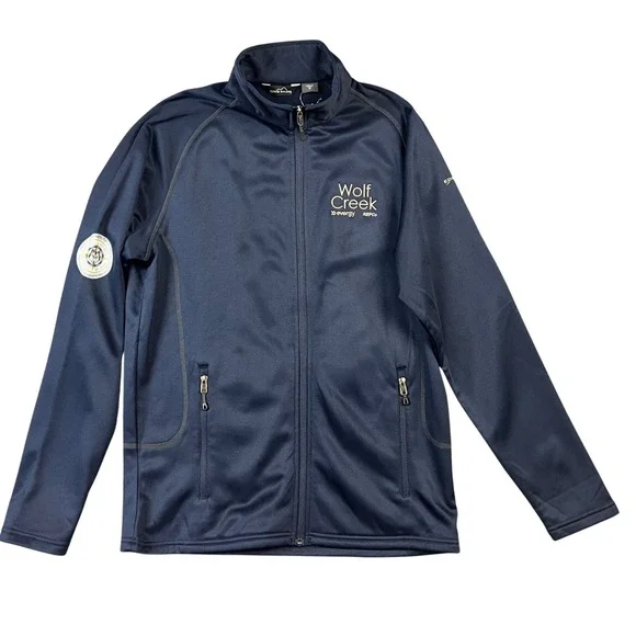 Eddie Bauer Fleece Jacket Mens M Navy Blue Wolf Creek Energy Full Zip Base Layer