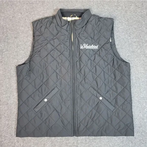Brooks Brothers Quilted Vest 2XL Black Full Zip Lightweight Diamond Stitch