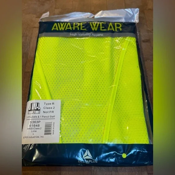 Delta Plus High Visibility Lime Vest Aware Ware High Visibility Wear 3 Pocket