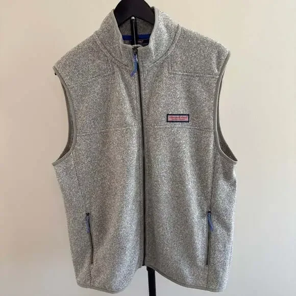 Vineyard Vines Harbor Fleece Vest in Grey Heather