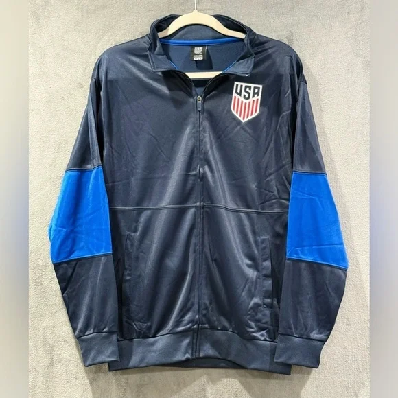 Team USA Jacket Mens M Navy Blue United States Soccer USSF USMNT Full Zip