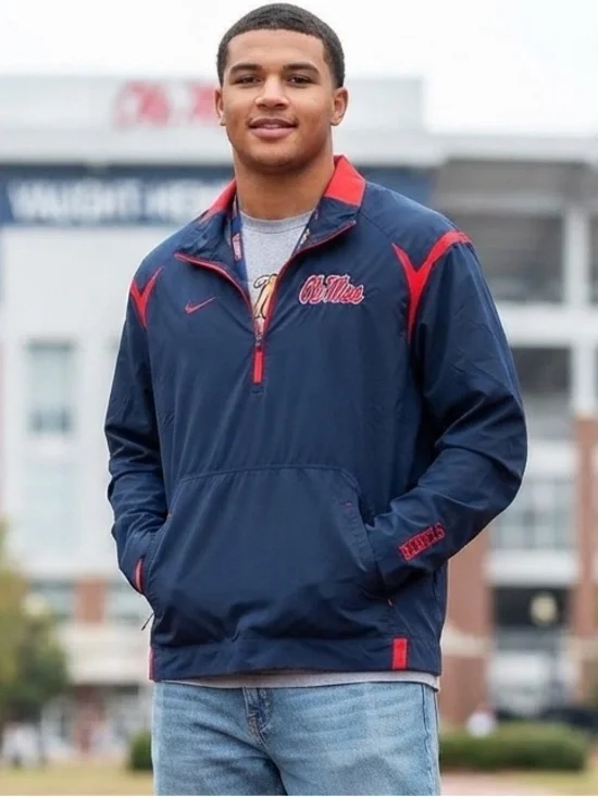 Nike OLE MISS REBELS Windbreaker Anorak Jacket 1/2 Zip Pullover L