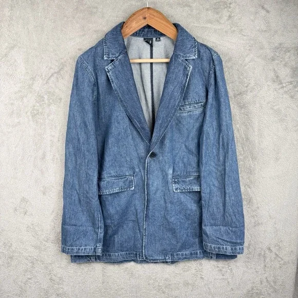 Gap Denim Blazer Chore Jacket Mens XL Tall Vintage Y2K 90s Faded Grunge Heavy