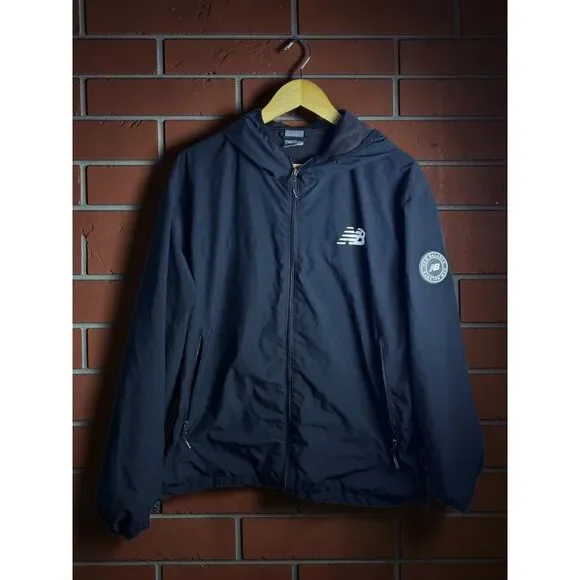 New Balance Lightweight Hooded Windbreaker Jacket Men's Large Black