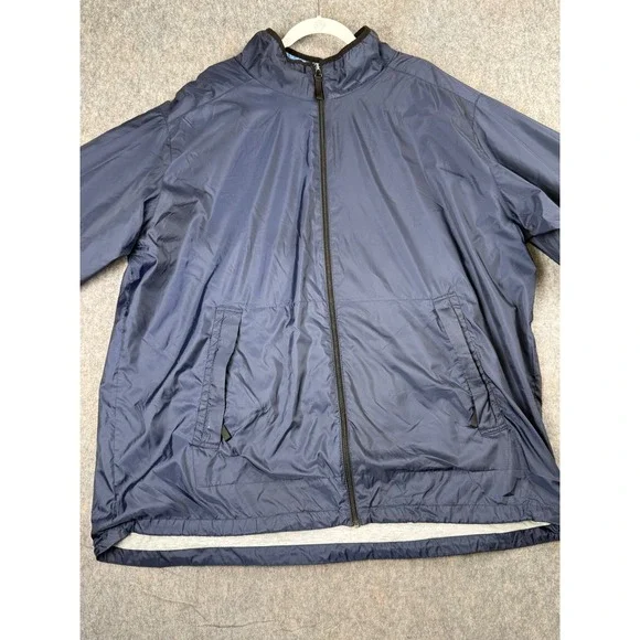 Foot Locker Mens 3XL Navy Blue Striped Ripstop Full Zip Windbreaker Jacket