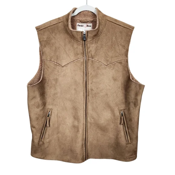 Powder River Outfitters By Panhandle Slim Faux Leather Sherpa Vest Mens Size XL