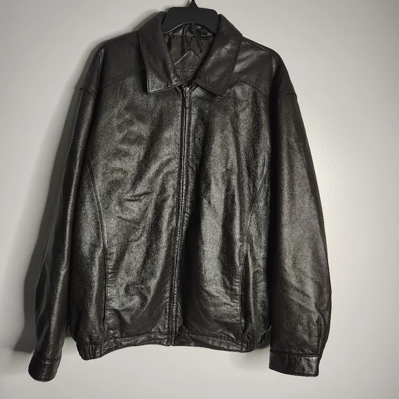 Roundtree & Yorke Dark Brown Genuine Leather  Aviator Bomber Jacket Men's XL New