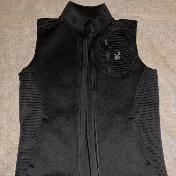 Spyder Black Quilted Tech Vest with Zippered Chest Pocket