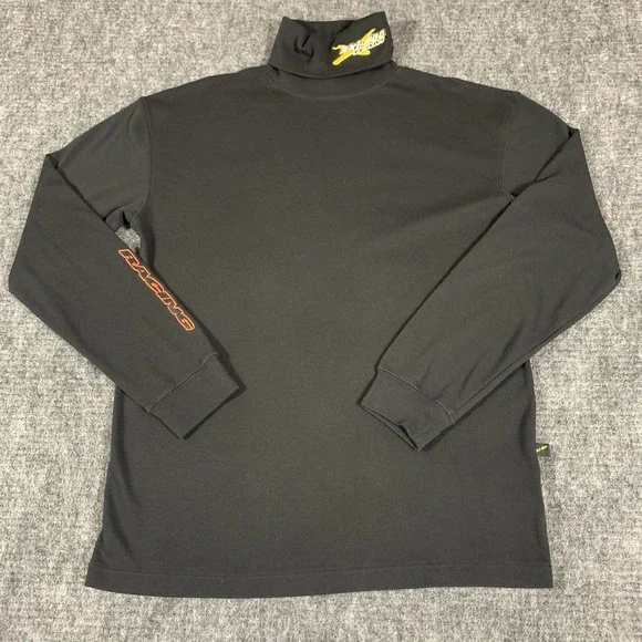 VTG Ski Doo Shirt Mens Medium Black Turtleneck Long Sleeve Racing Snowmobile