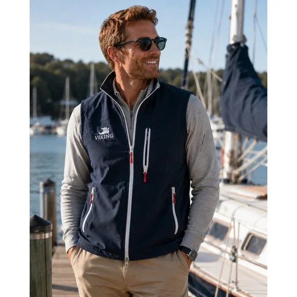 Helly Hansen Viking Navy Softshell Vest L Windproof Zip Front Hiking Sailing