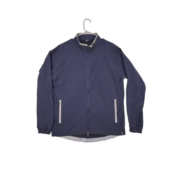 Kenneth Cole Golf Jacket Medium Mens Full Zip Windbreaker Navy Blue