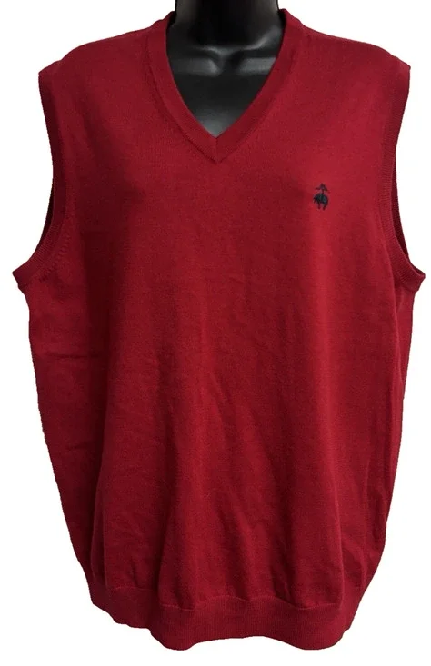 346 Brooks Mens Wool Vest Size Large L V-Neck Sleeveless Pull Over Knit EUC