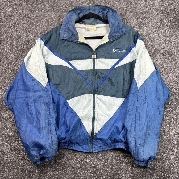 Vintage 90s Givenchy Activewear Jacket Mens Large Blue Colorblock Windbreaker