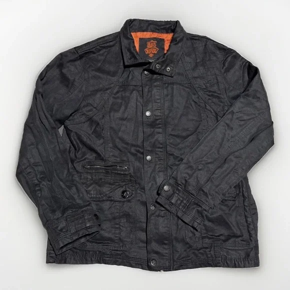 Rock Revival Waxed Moto Field Jacket Men's L Biker Streetwear Style