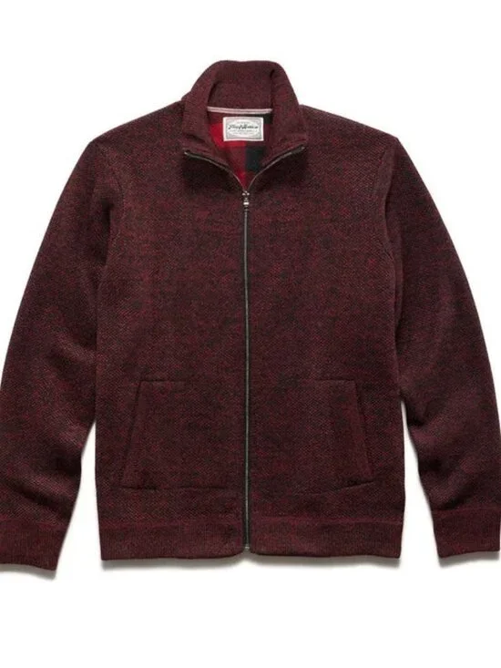 Flag and Anthem Marled Red/Black Full-Zip Fleece Lined Rhineland Sweater