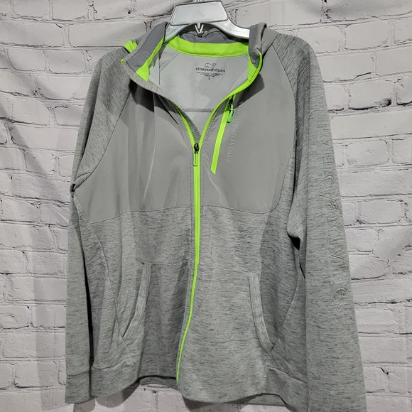 Vineyard Vines Gray and Neon Green Performance Jacket