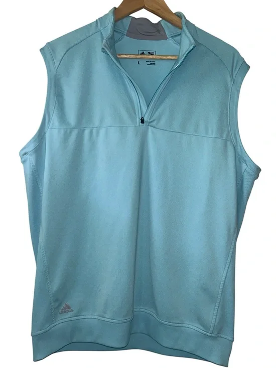 Adidas Men’s Classic Club 1/4 Zip Golf Vest Sky Blue Activewear Size Large