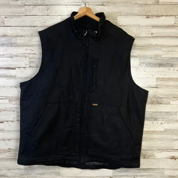 Brahma Vest Men 2XL Black Canvas Quilted Lined Full Zip Workwear Utility Jacket