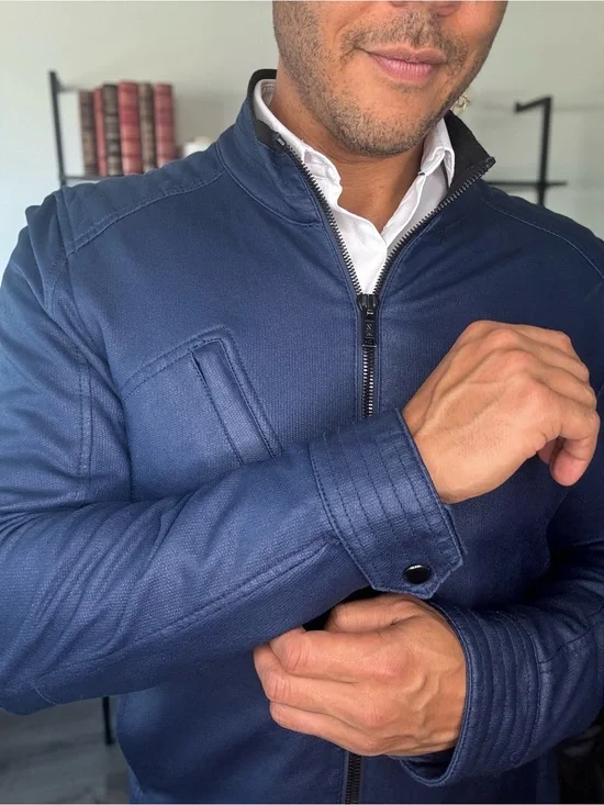 Zara Men's Navy Zip-Front Casual Jacket