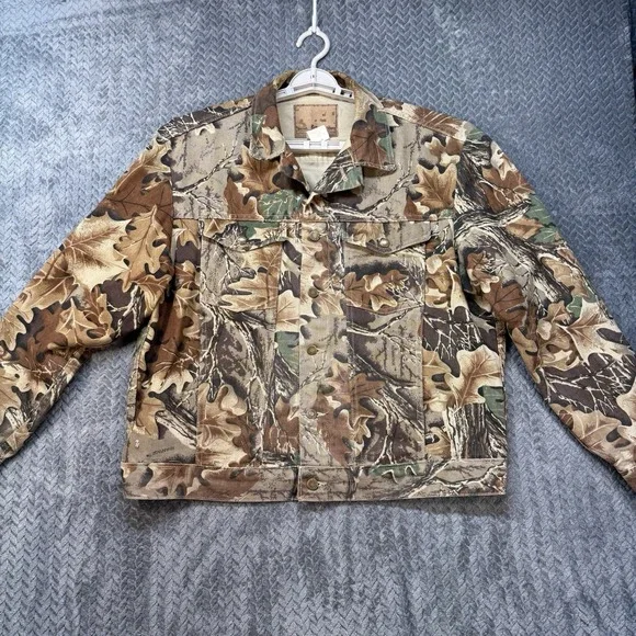 Vintage Wrangler Rugged Wear Camo Jacket Advantage Men's XL Denim Trucker USA