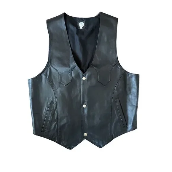 El Toro men’s 42 black leather vest biker vintage western large