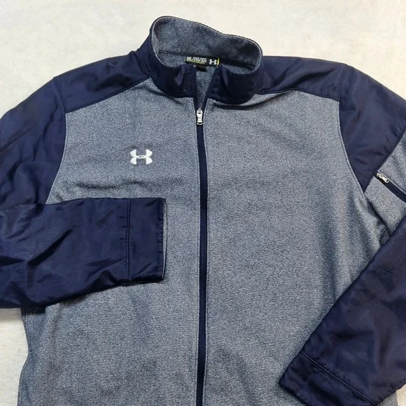 Under Armour Mens ColdGear Full Zip Jacket Gray Navy Blue 3XL Loose Fit 1320997