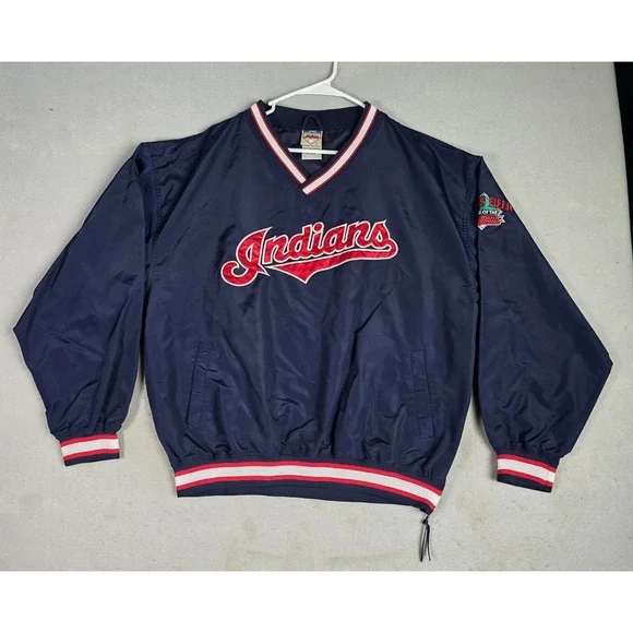 Men's Vintage Cleveland Indians 90s Puma XL - MLB Baseball Windbreaker Jacket
