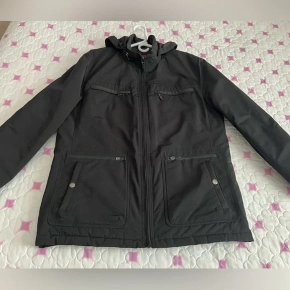 Johnston & Murphy Black XC4 Extreme Comfort Hood Cargo Performance Jacket Large