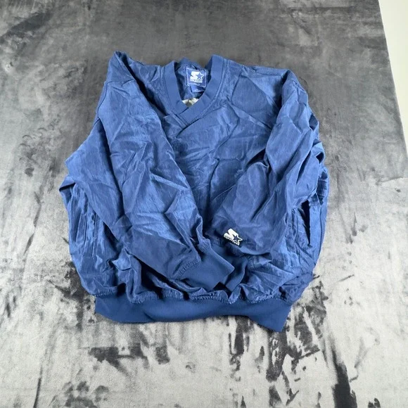 Starter Windbreaker Pullover Mens XXL Blue Vintage V-Neck Nylon Made in USA