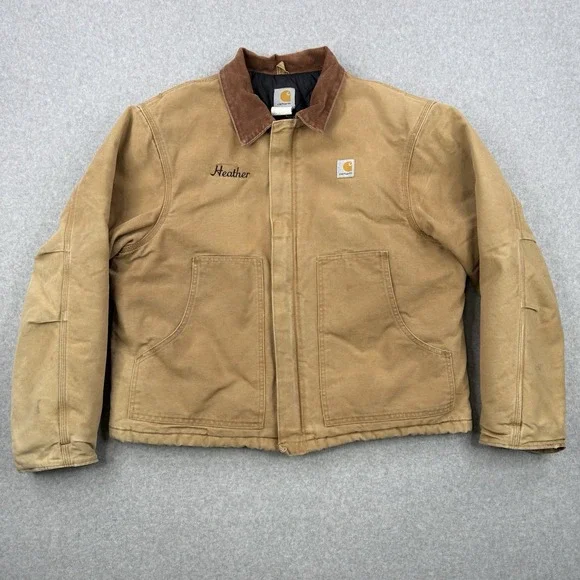 Vintage Carhartt Jacket Mens Large Brown Quilted Lined J22 Detriot Work USA Made