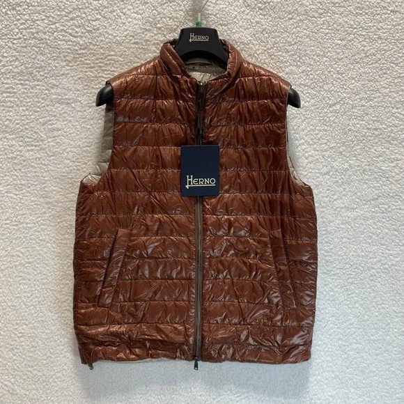Herno Men's Vest Ultralightweight Nylon Reversible Quilted Puffer 54 IT / US XXL