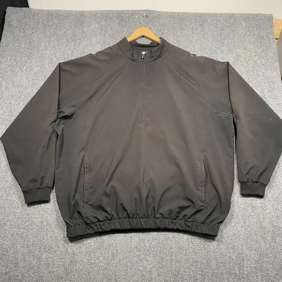 Footjoy Windbreaker‎ Mens 2XL XXL Black 1/2 Zip Performance Pullover Jacket Golf