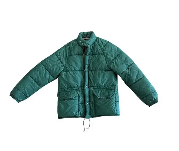 Vintage Columbia Sportswear Co Green Puffer Jacket Mens Medium Snap Zip Coat