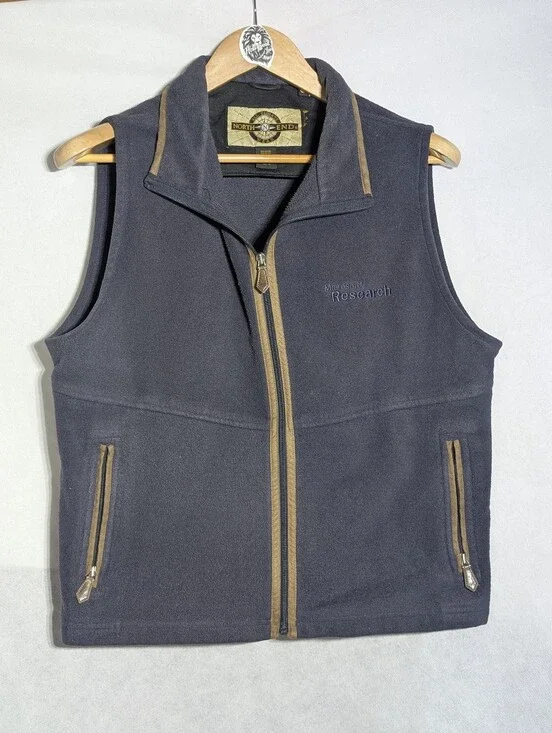 North End Microsoft Research Corporate Fleece Vest Men's Size XL Grey/Brown