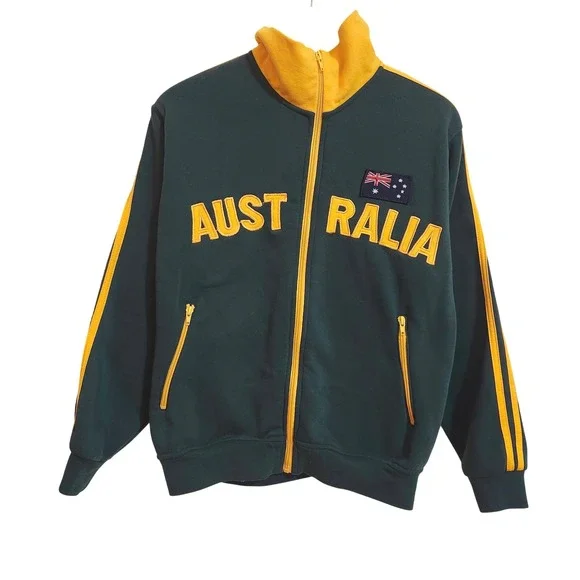 Mr. Kangaroo Australia Full Zip Fleece Jacket Unisex Small Green Yellow Souvenir