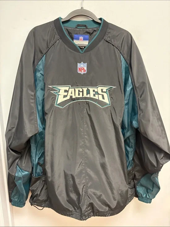 Reebok NFL Team Apparel Philadelphia Eagles Pullover Windbreaker XL Black Green